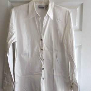 Chicos Ivory Cotton Spandex Tunic Blouse